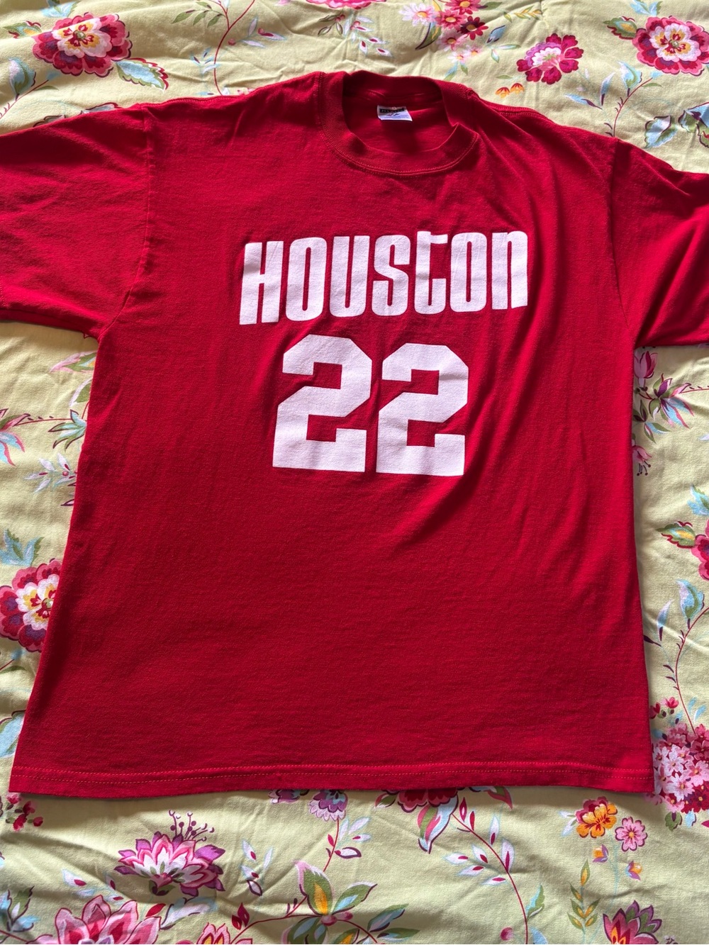 Houston Rockets Jerzees Heavyweight Y2K Clyde Drexler #22 red tee L 27x21 EUC